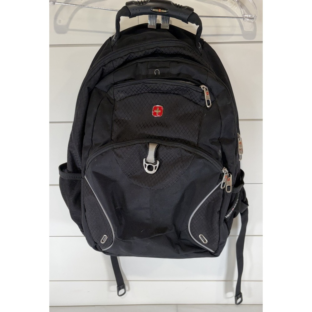 SWISSGEAR Black Backpack Men Padded Zip Multiple Pockets Travel Business Casual